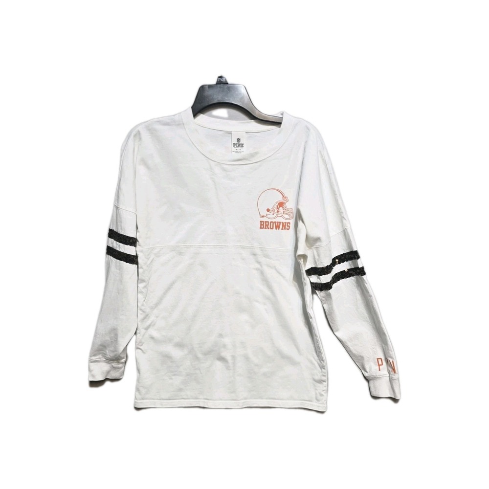 A12 VICTORIA'S SECRET PINK Browns NFL Football Collection Varsity Jersey‎ XS